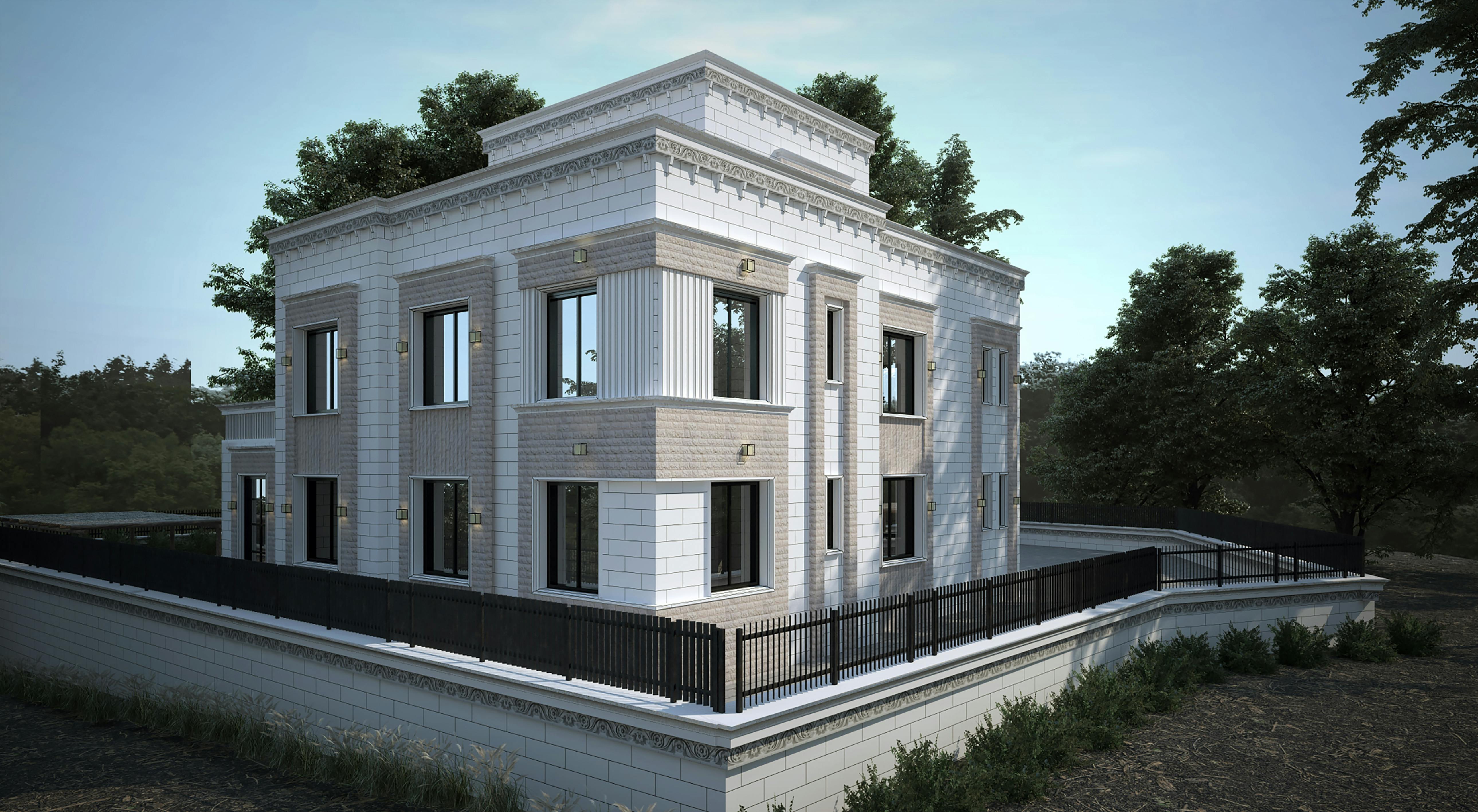 Metallgeländer rund um modernes Wohnhaus – langlebige Geländerlösung für Außenbereiche